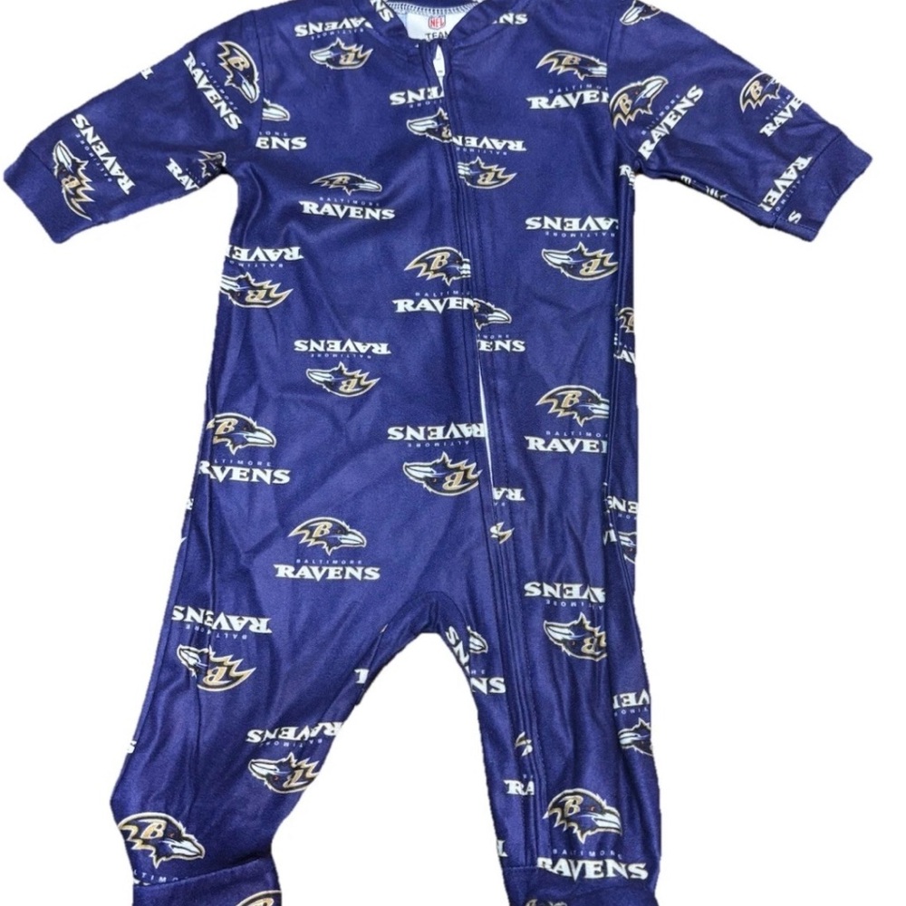 NFL Team Apparel Baby One Piece Footie - Purple Baltimore Ravens